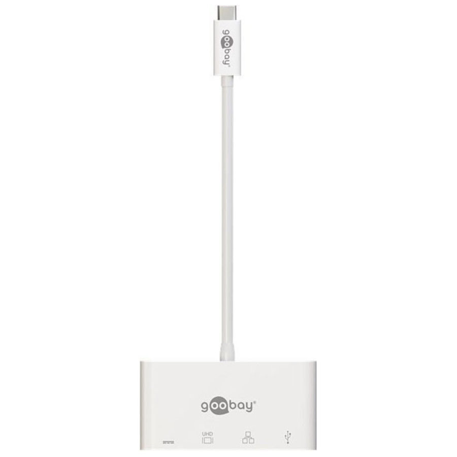 Câble USB Goobay Adaptateur USB-C vers HDMI 1.4 + Ethernet + USB A + USB-C PD60W