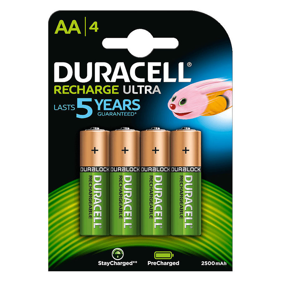 Pile et chargeur Duracell Recharge Ultra AA 2500 mAh (par 4)