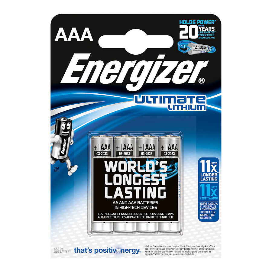 Pile et chargeur Energizer Ultimate Lithium AAA (par 4)