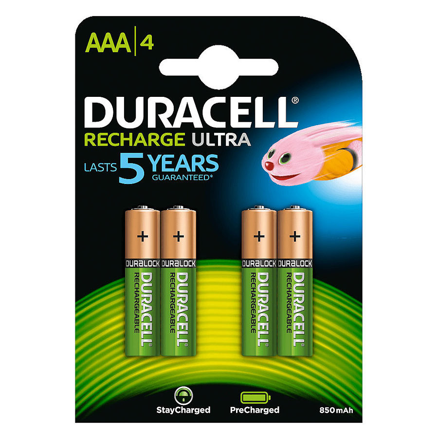 Pile et chargeur Duracell Recharge Ultra AAA 850 mAh (par 4)