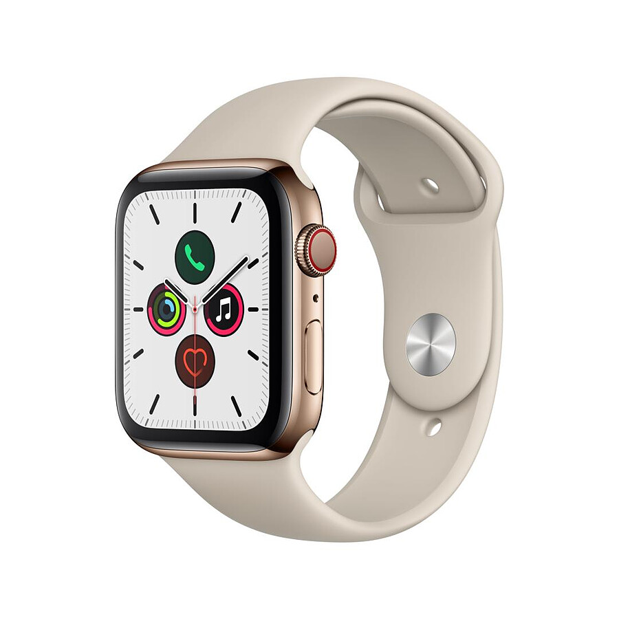 Apple Watch Series 5 Acier (Or Bracelet Sport Gris Sable) Cellular