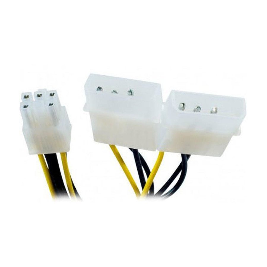 Câble d'alimentation Adaptateur PCI-E 6 broches / 2 x Molex - 20 cm