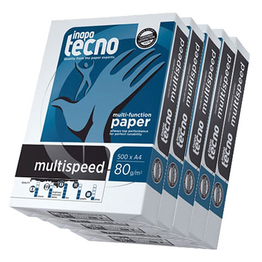 Papier imprimante Inapa Tecno MultiSpeed Ramettes 500 feuilles A4 80g blanc x5