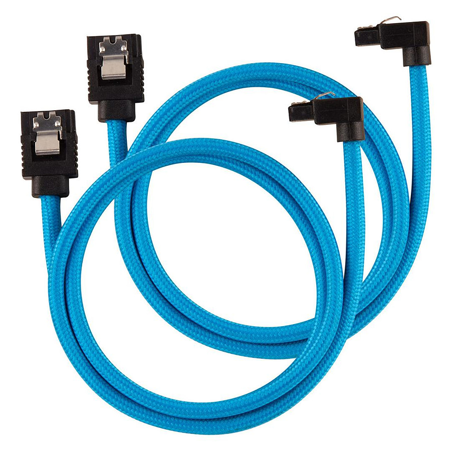 Câble Serial ATA Câbles SATA gainés droits vers coudés (bleu) - 60 cm (lot de 2)