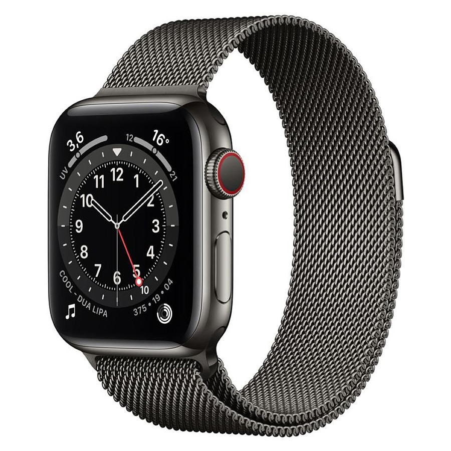 Apple Watch Series 6 Acier inoxydable (Graphite Bracelet Milanais Graphite) Cellular 40 mm