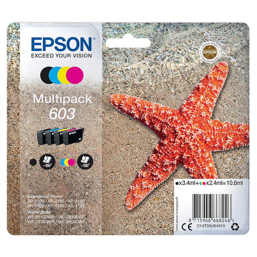 Cartouche d'encre Epson Etoile de mer 603, 4 couleurs