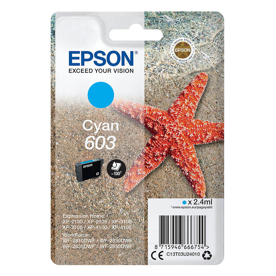 Cartouche d'encre Epson Etoile de mer 603 Cyan