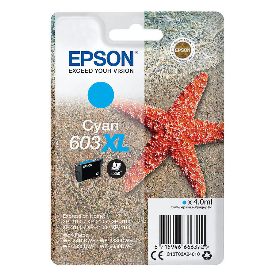 Cartouche d'encre Epson Etoile de mer 603XL Cyan