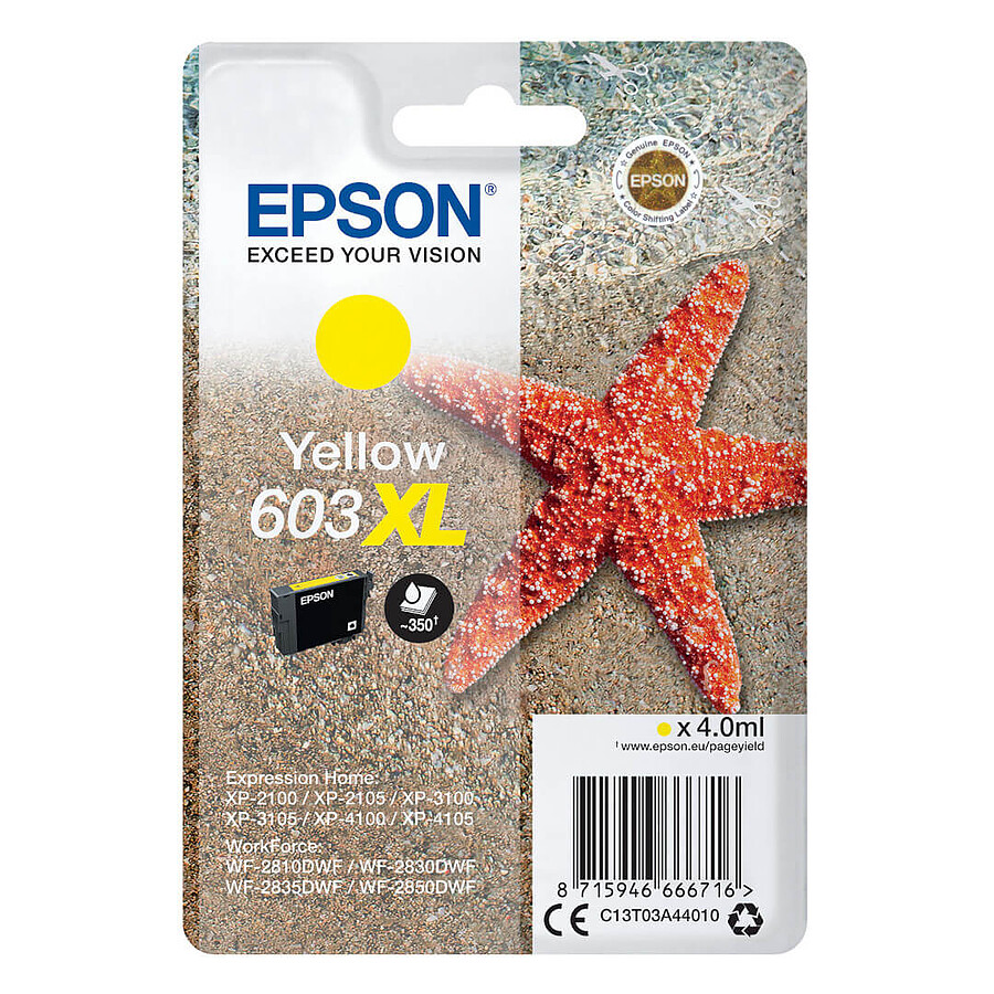 Cartouche d'encre Epson Etoile de mer 603XL Jaune
