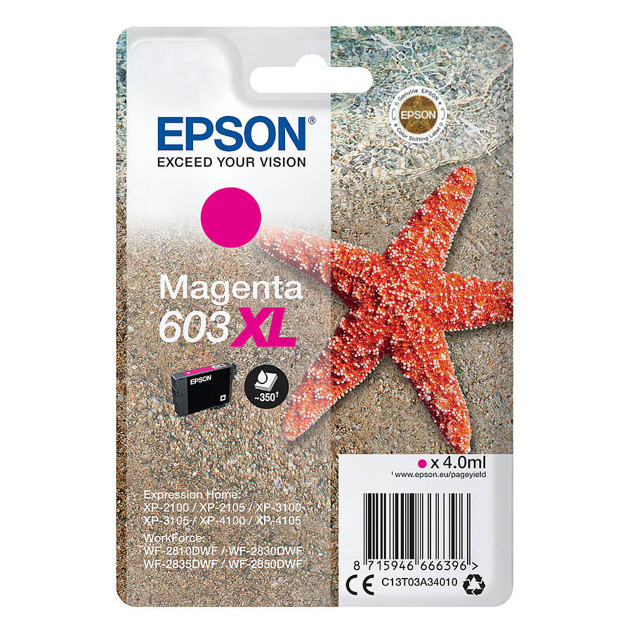 Cartouche d'encre Epson Etoile de mer 603XL Magenta