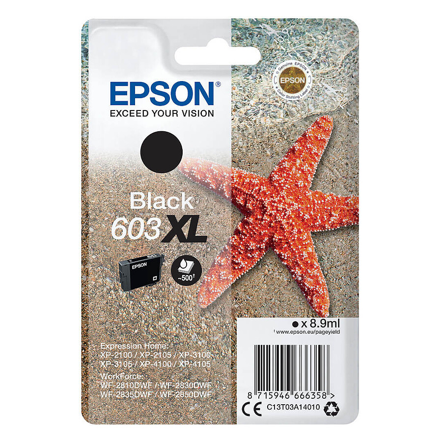 Cartouche d'encre Epson Etoile de mer 603XL Noir