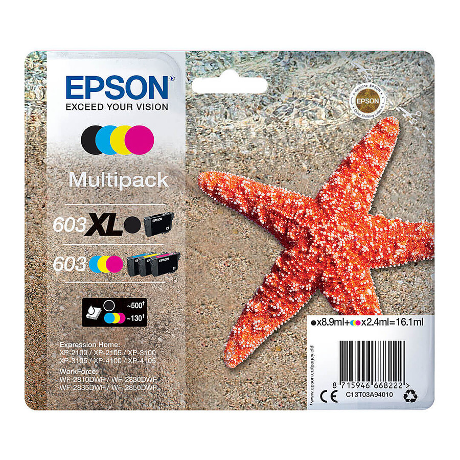 Cartouche d'encre Epson Etoile de mer 603XL Noir 603 CMJ