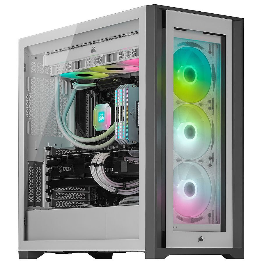 Boîtier PC Corsair iCUE 5000X RGB Tempered Glass - Blanc