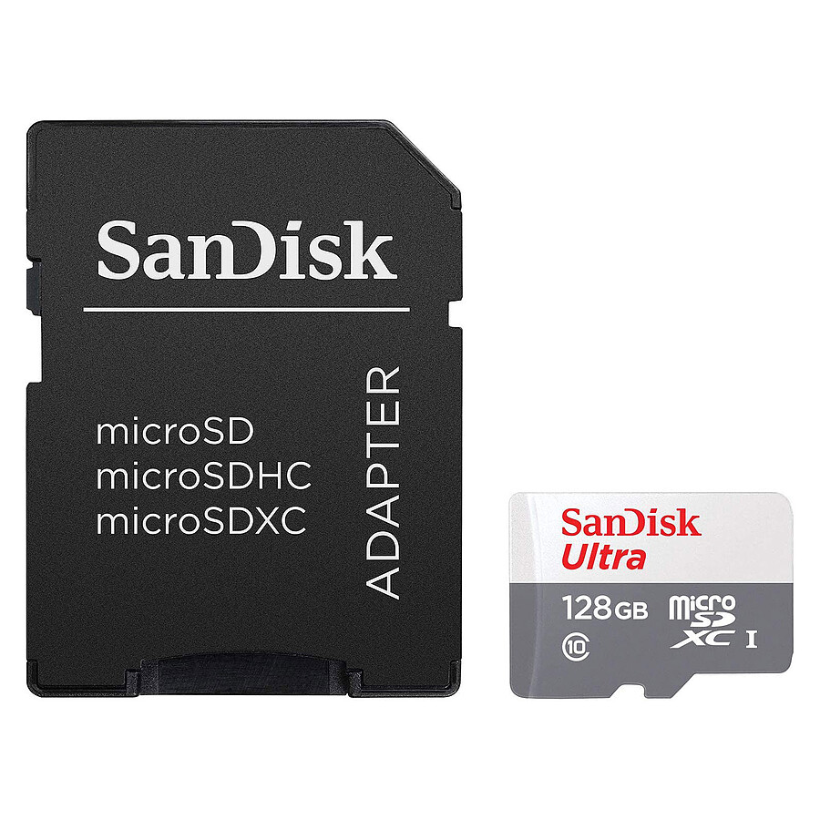 Carte mémoire SanDisk Ultra microSDXC 128 Go + adaptateur SD