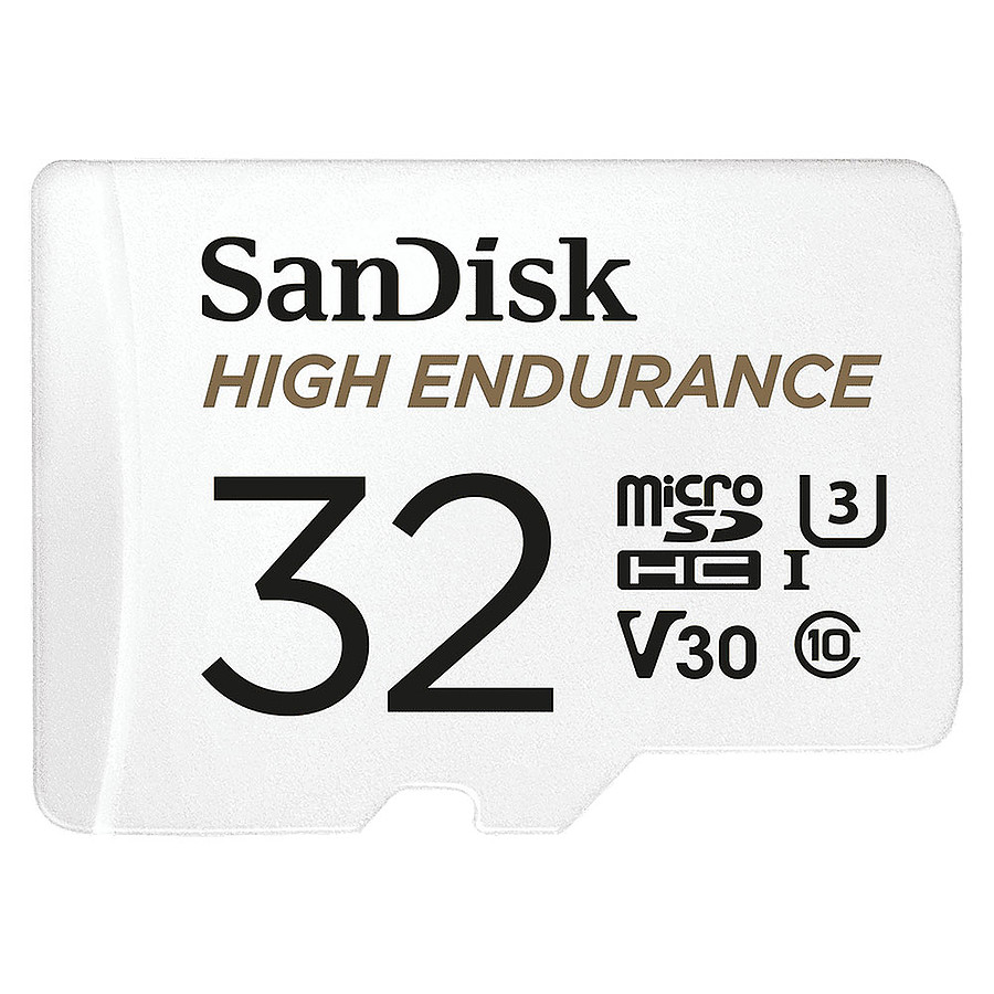 Carte mémoire SanDisk High Endurance microSDHC UHS-I U3 V30 32 Go + Adaptateur SD