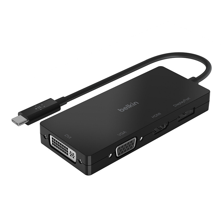 Câble HDMI Belkin Adaptateur USB-C avec 1x HDMI 4K, 1x DisplayPort, 1x DVI, 1x VGA