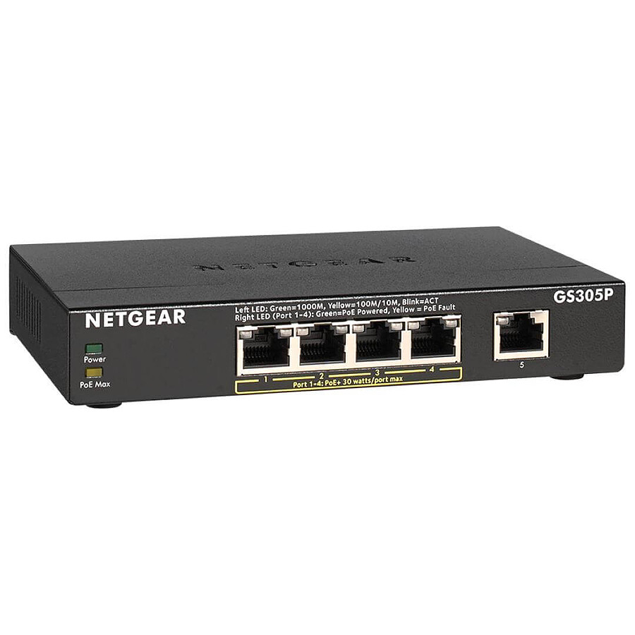 Switch réseau Netgear GS305P Gigabit Ethernet 5 ports Gigabit Noir - Switch  réseau - Achat & prix