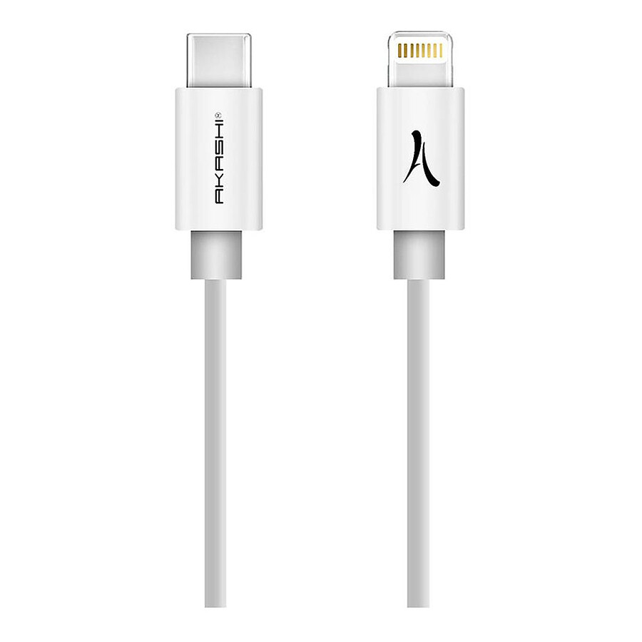 Adaptateur USB Akashi Câble USB-C vers Lightning MFI  Blanc - 1 m