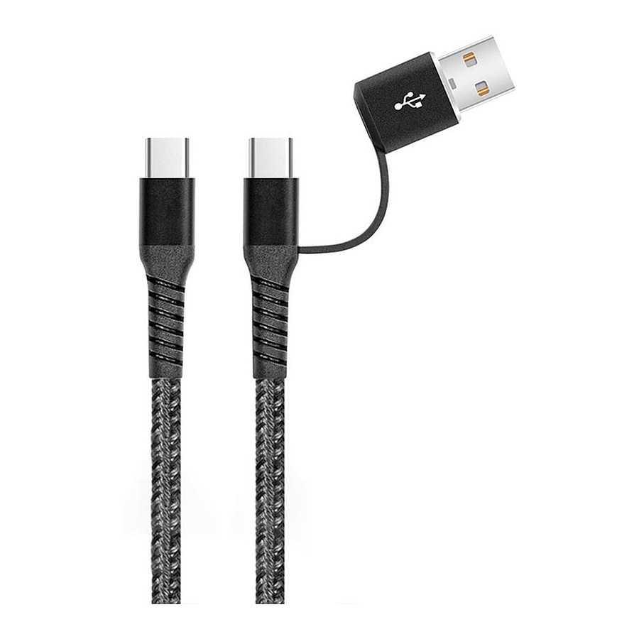 Câble USB Akashi Câble 2-en-1 USB-C vers USB-C / USB-A - 1 m