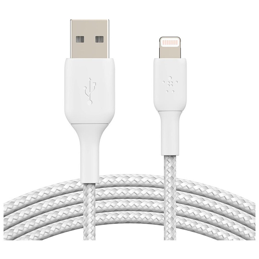 Câble USB Belkin Câble USB-A vers Lightning MFI renforcé (blanc) - 3 m
