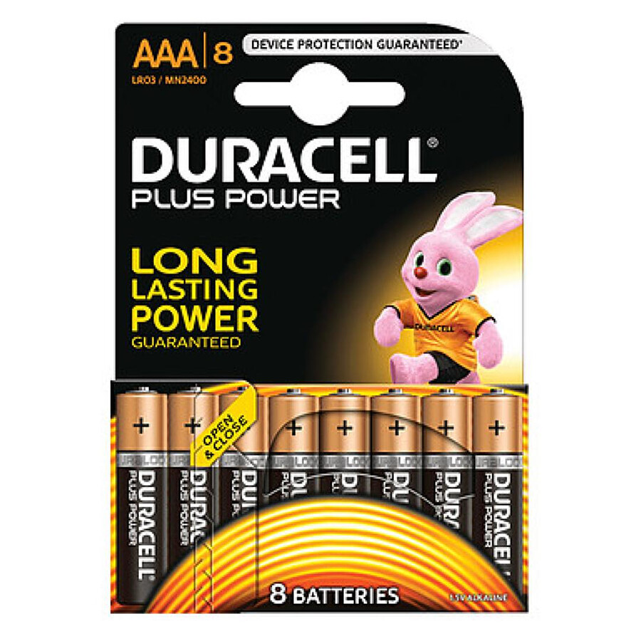 Pile et chargeur Duracell Plus Power AAA (par 8)