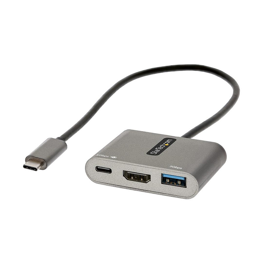Câble USB StarTech.com Hub USB-C vers 4K 60Hz HDMI + 2 ports USB (1 x USB Type A + 1 x USB Type C) avec Power Delivery 100 W