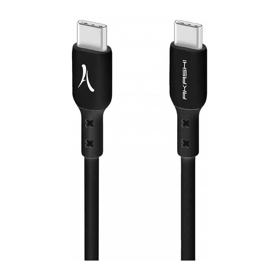Adaptateurs et câbles Akashi Câble renforcé USB-C vers USB-C Noir