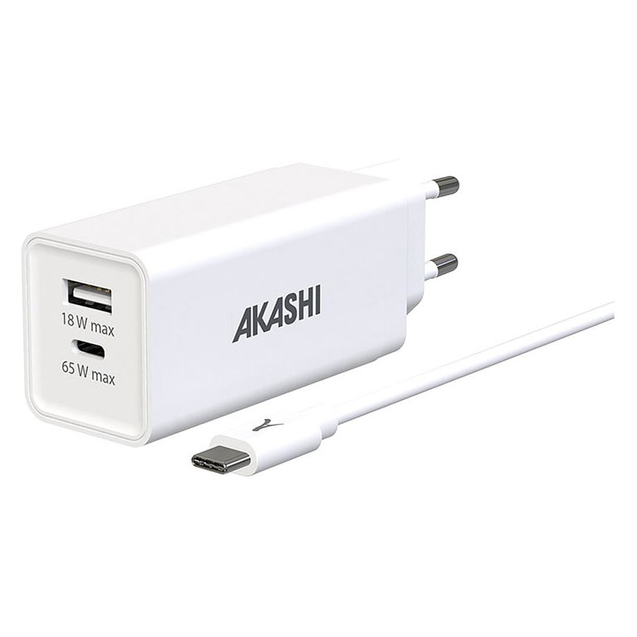 Câble USB Akashi Chargeur Secteur 83W - USB-C + USB-A (Macbook, PC, Laptop ...)