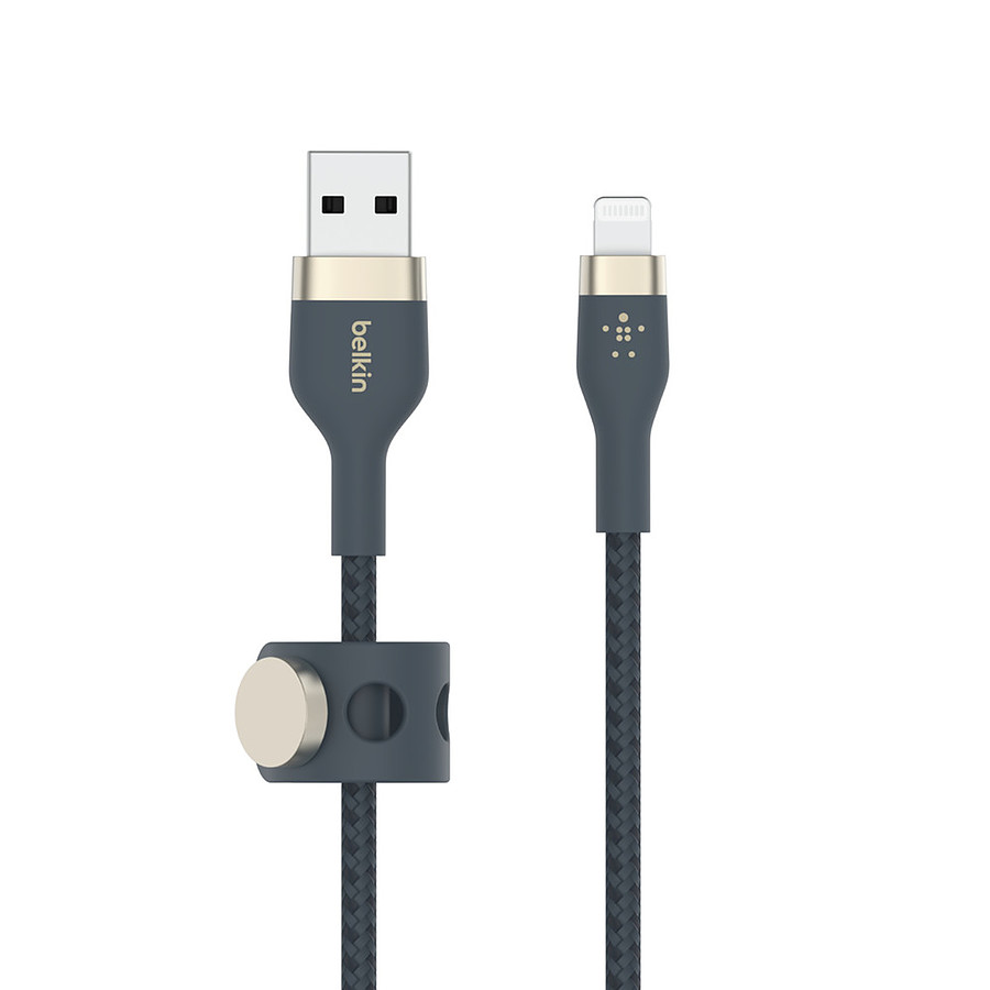 Câble USB Belkin Boost Charge Pro Flex Câble silicone tressé USB-A vers Lightning (bleu) - 1 m