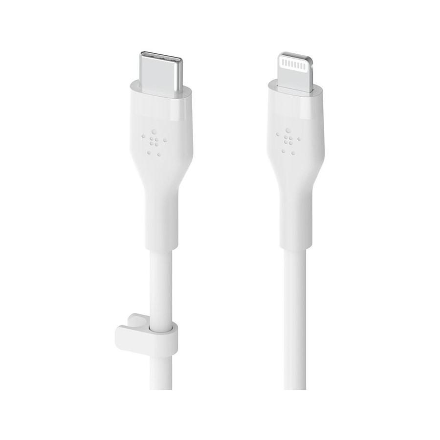 Câble USB Belkin Boost Charge Flex Câble silicone USB-C vers Lightning (blanc) - 3 m