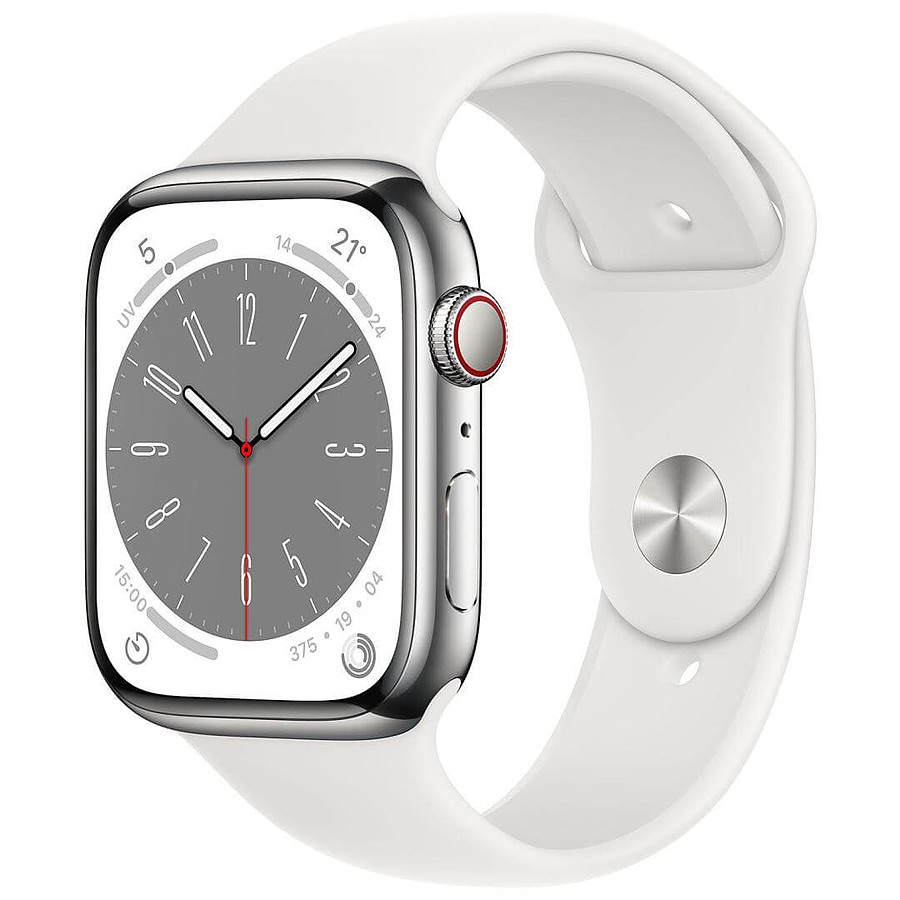 Montre connectée Apple Watch Series 8 GPS + Cellular - Aluminium Silver - Sport Band - 45 mm 