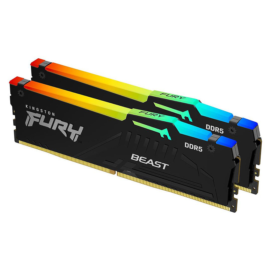 Mémoire Kingston Fury Beast RGB - 2 x 16 Go (32 Go) - DDR5 5600 MHz - CL36