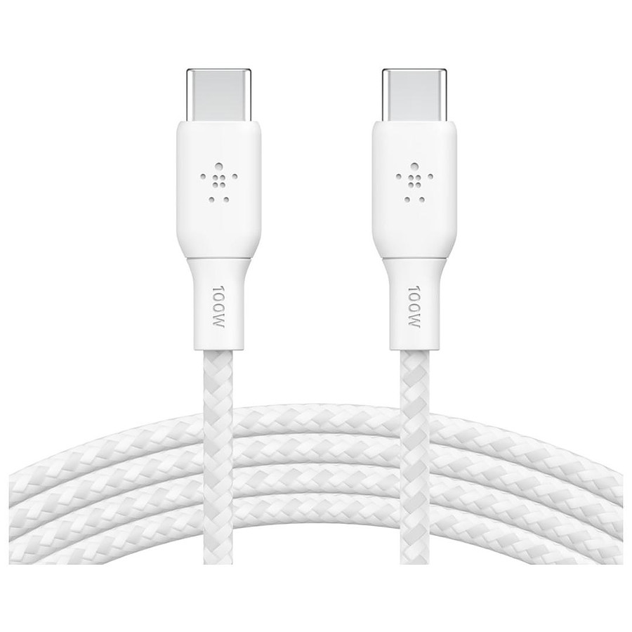 Câble USB Belkin Câble USB-C vers USB-C renforcé (blanc) - 3 m