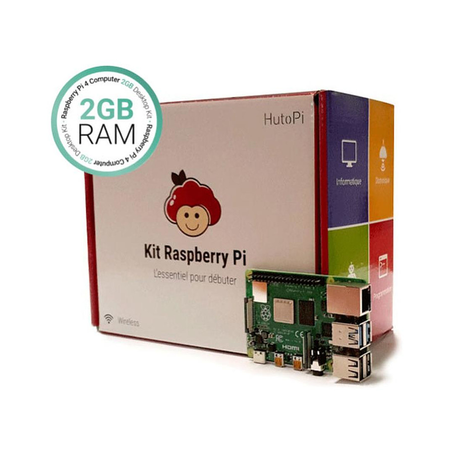 Raspberry Pi Hutopi Kit de démarrage Raspberry Pi 4 - 2 Go