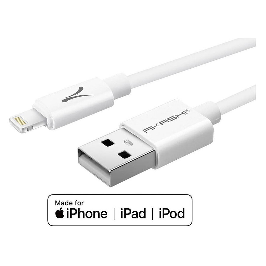 Câble USB Akashi Câble Lightning Certifié MFI - 1m