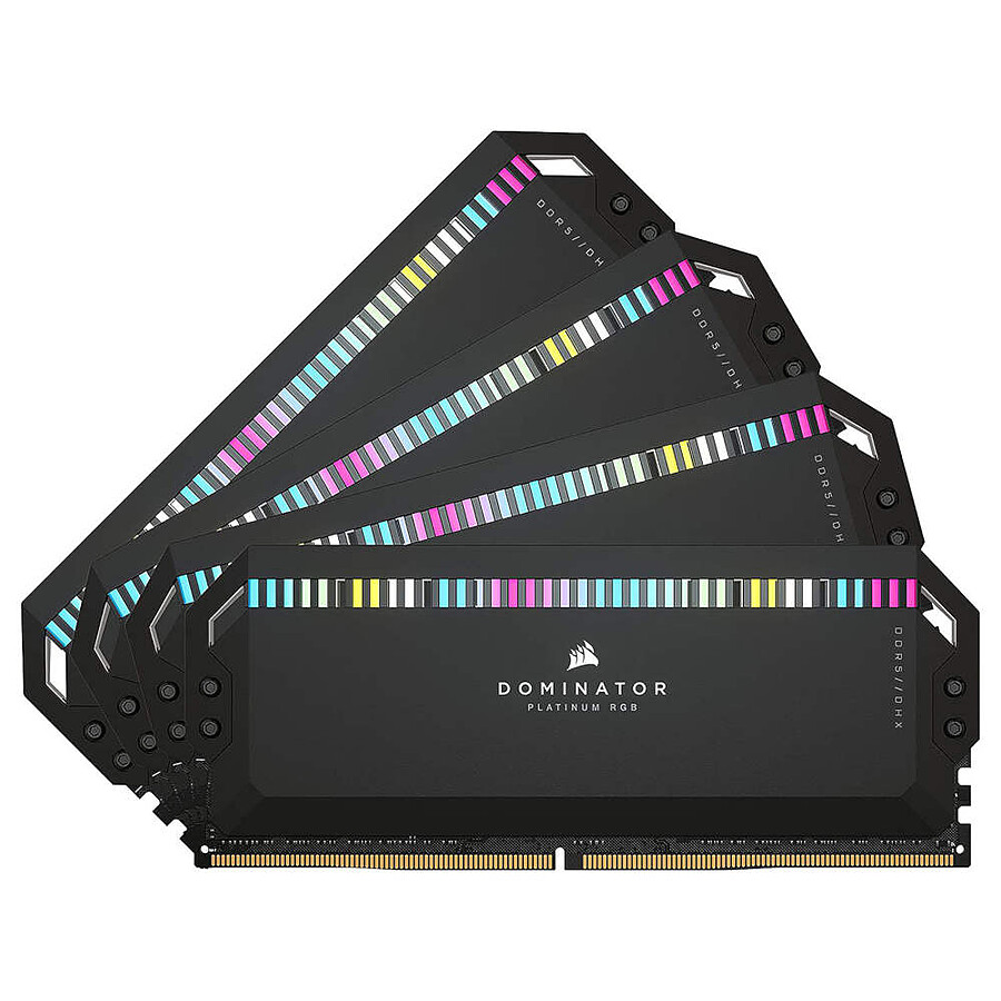 Mémoire Corsair Dominator Platinum RGB Black - 4 x 16 Go (64 Go) - DDR5 6400 MHz - CL32