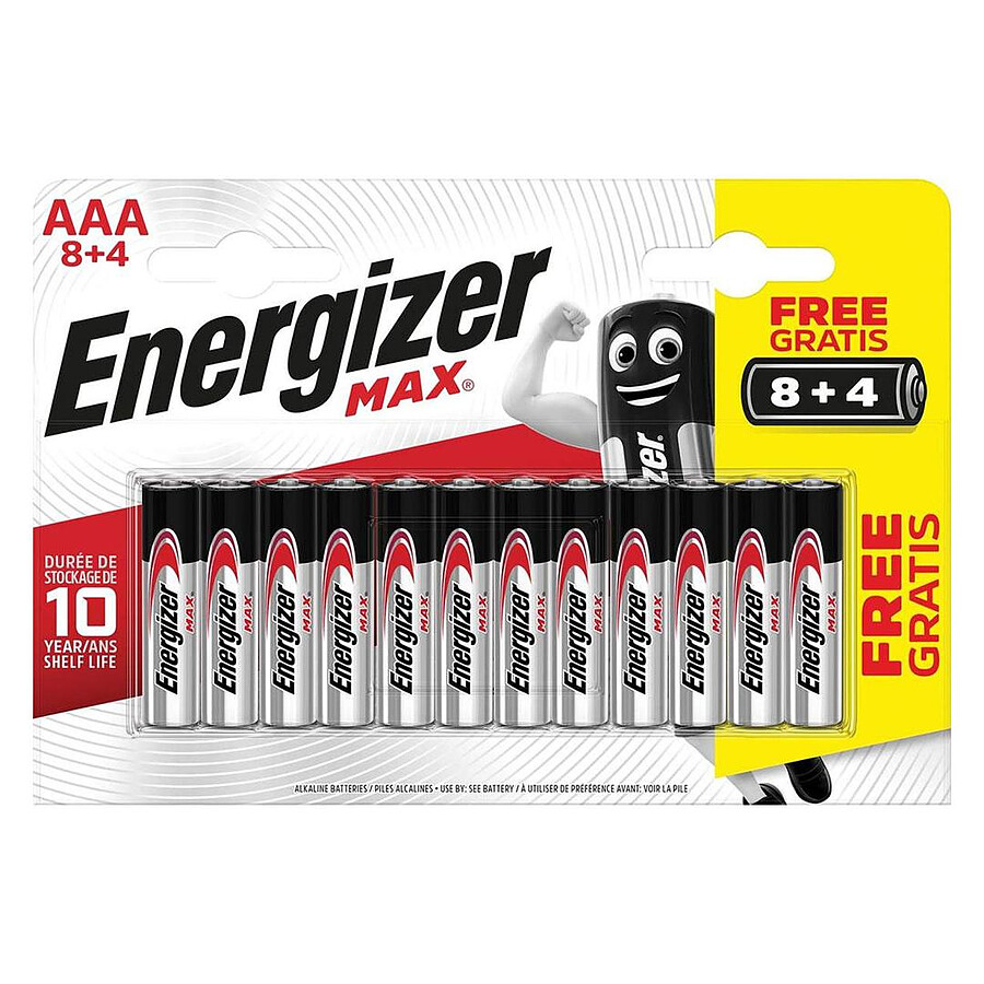 Pile et chargeur Energizer Max AAA (par 12)