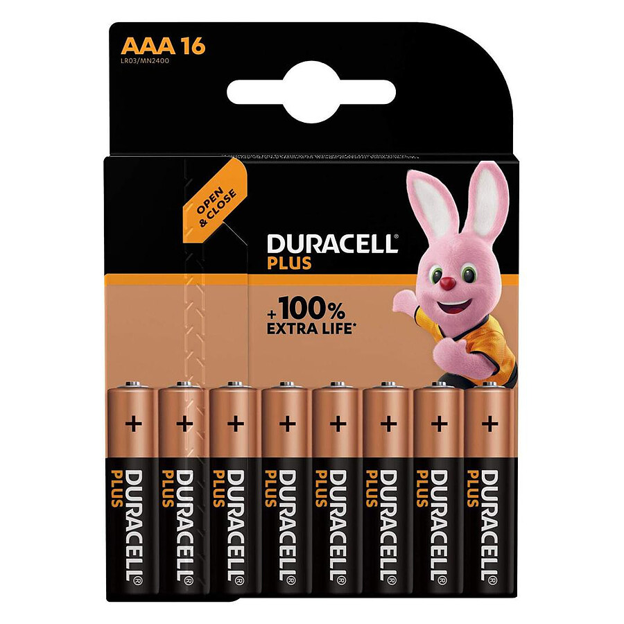 Pile et chargeur Duracell Plus AAA (par 16)