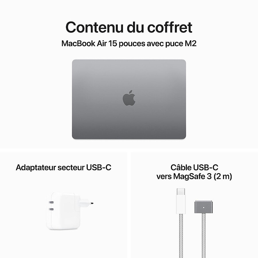 Apple MacBook Air M2 15 pouces (2023) Argent 16 Go/1 To (MQKT3FN/A