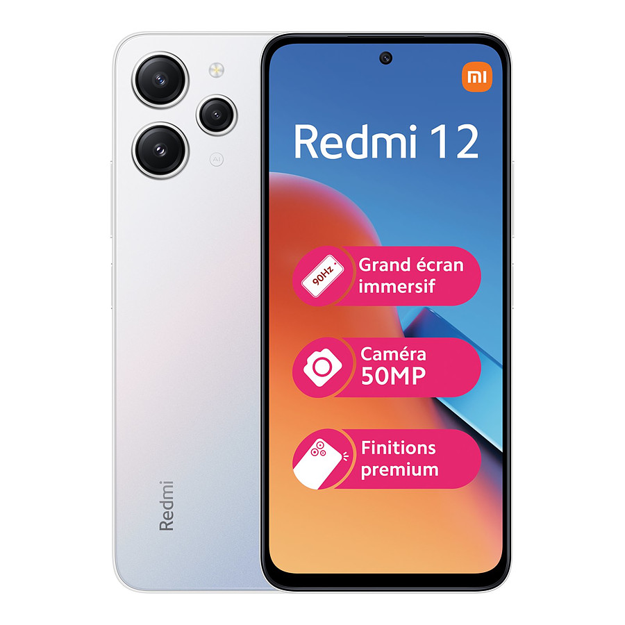 Smartphone Xiaomi Redmi 12 (Argent) - 256 Go