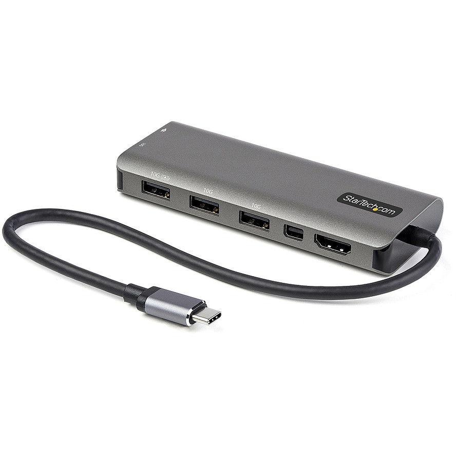 Câble USB StarTech.com Adaptateur multiport USB-C avec HDMI ou Mini DisplayPort 4K 60 Hz, Hub USB 4 ports et Power Delivery 100W