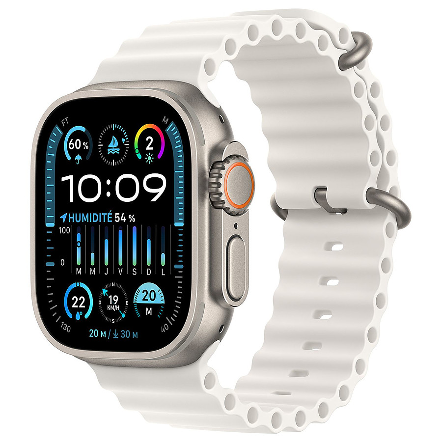 Montre connectée Apple Watch Ultra 2 GPS + Cellular - Titanium Case - Blanc Ocean Band - 49 mm - M