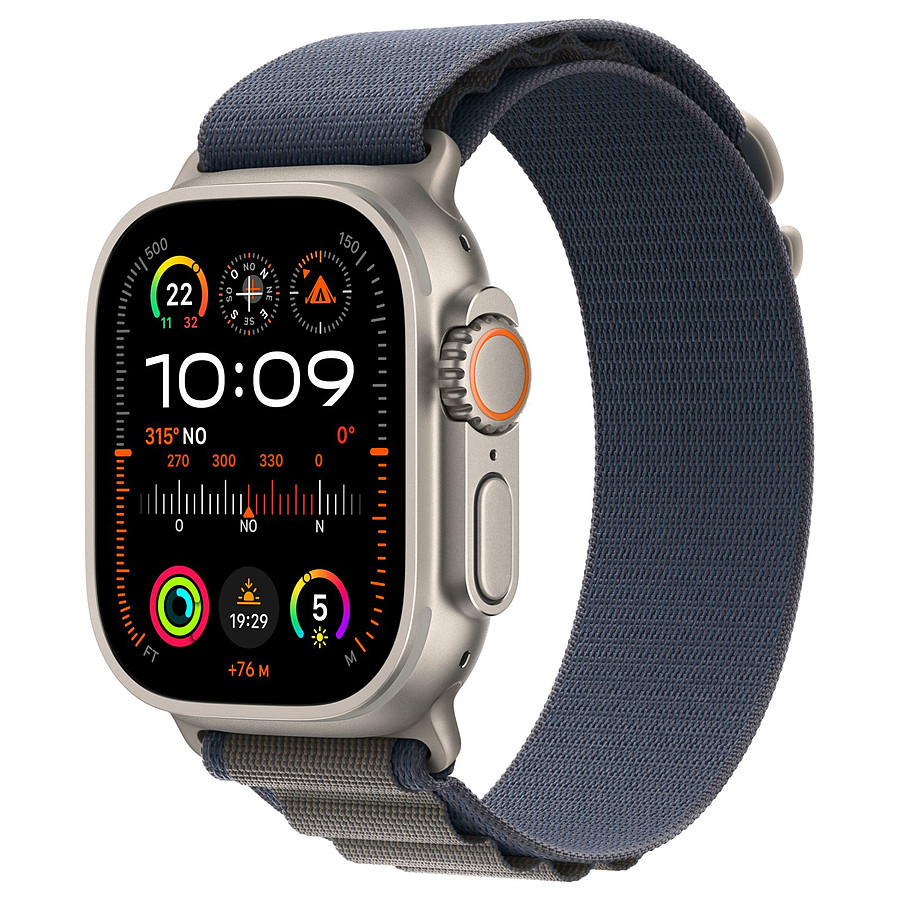 Montre connectée Apple Watch Ultra 2 GPS + Cellular - Titanium Case - Blue Alpine Loop - 49 mm - S