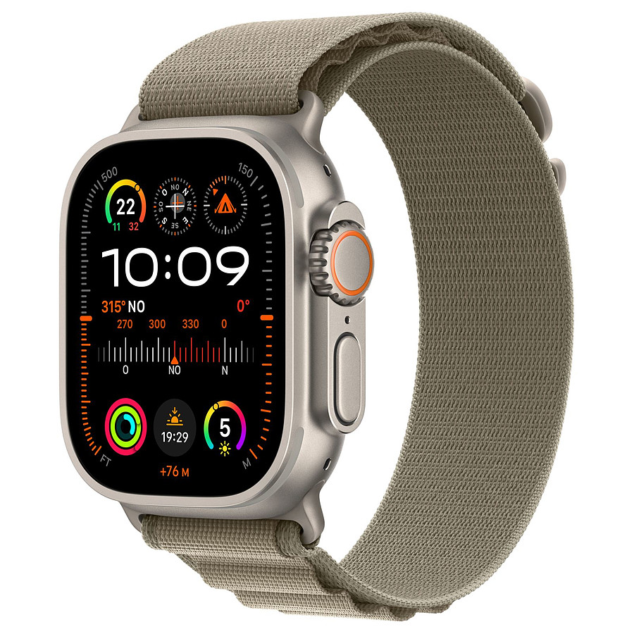 Montre connectée Apple Watch Ultra 2 GPS + Cellular - Titanium Case - Olive Alpine Loop - 49 mm - L