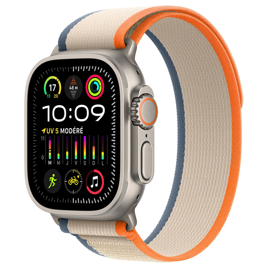 Montre connectée Apple Watch Ultra 2 GPS + Cellular - Titanium Case - Orange/Beige Trail Loop - 49 mm - S/M