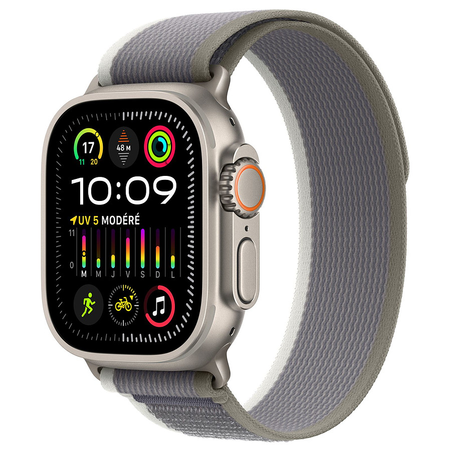 Montre connectée Apple Watch Ultra 2 GPS + Cellular - Titanium Case - Green/Grey Trail Loop - 49 mm - S/M 