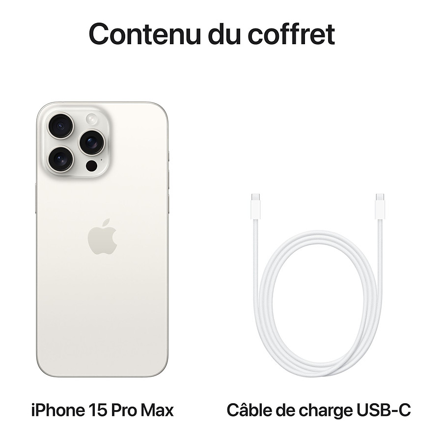 Apple iPhone 15 Pro Max (Titane blanc) - 256 Go - Smartphone Apple