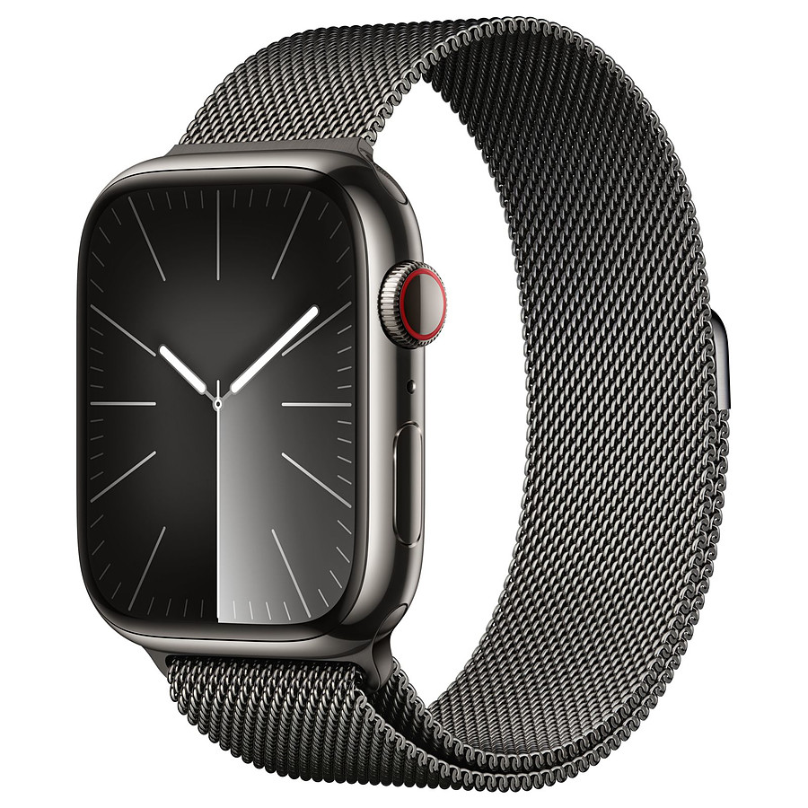 Montre connectée Apple Watch Series 9 GPS + Cellular - Acier Inoxydable Graphite - Bracelet Milanais - 45 mm 