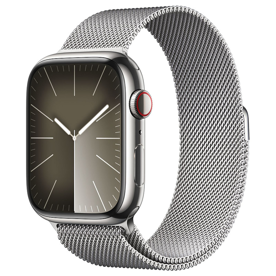 Montre connectée Apple Watch Series 9 GPS + Cellular - Acier Inoxydable Argent - Bracelet Milanais - 45 mm