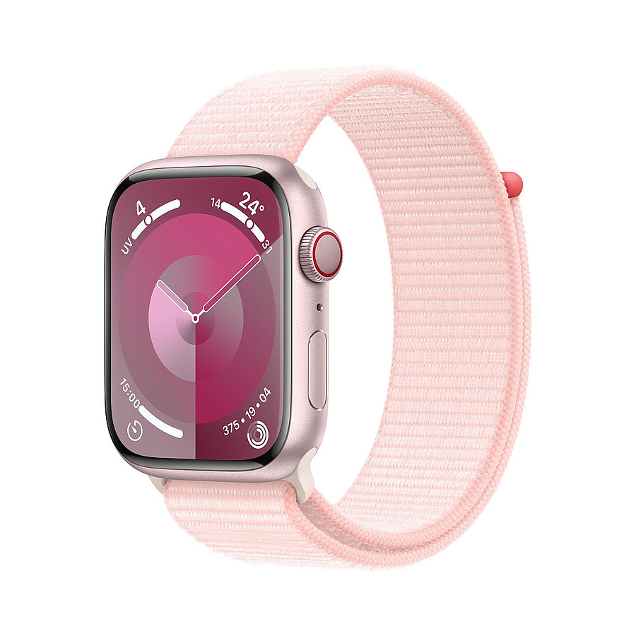 Montre connectée Apple Watch Series 9 GPS + Cellular - Aluminium Rose - Bracelet Boucle Sport - 45 mm 